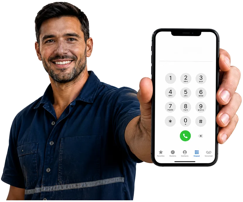 Plumber on the phone taking a Darling Point callout
