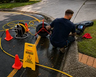 Plumber inspecting a blocked drain in Darling Point